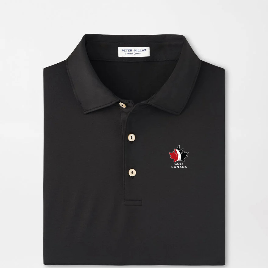 Golf Canada Black Solid Perf Jersey Polo