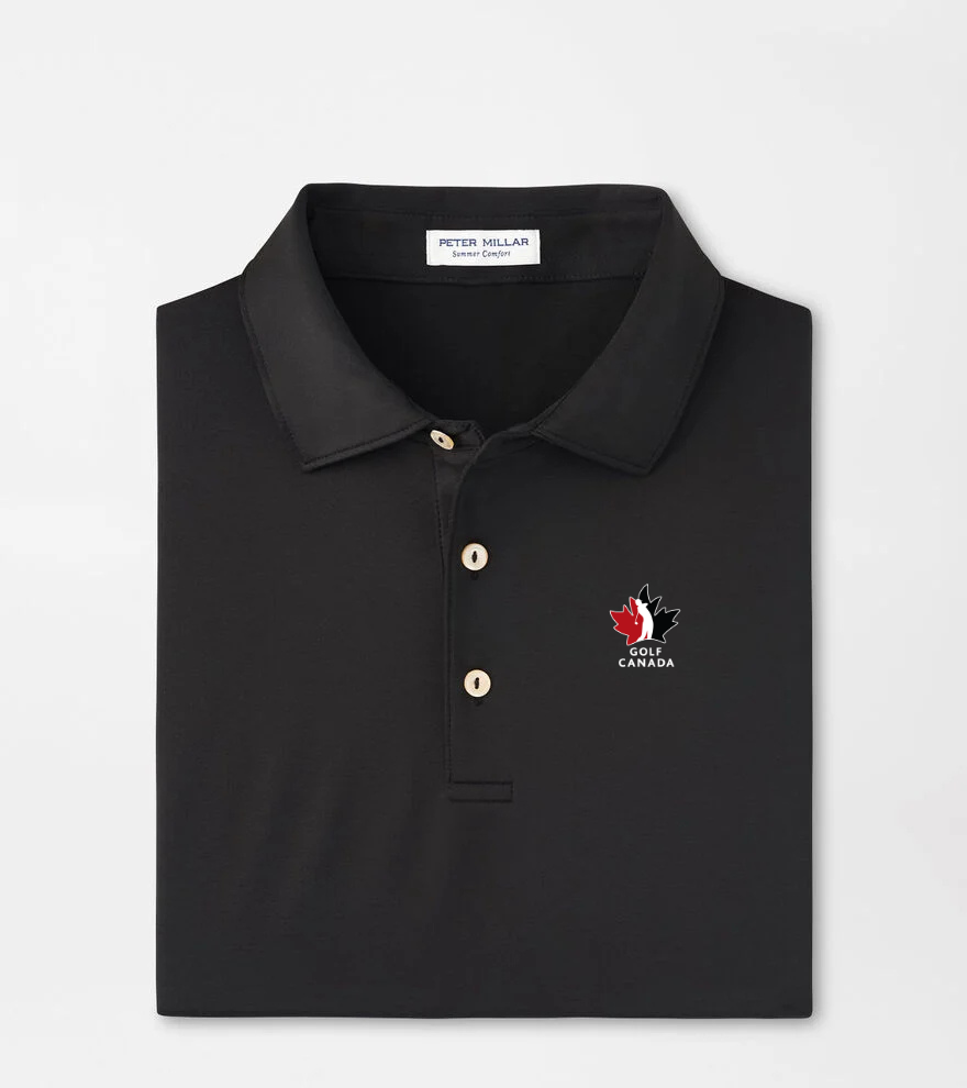 Golf Canada Black Solid Perf Jersey Polo